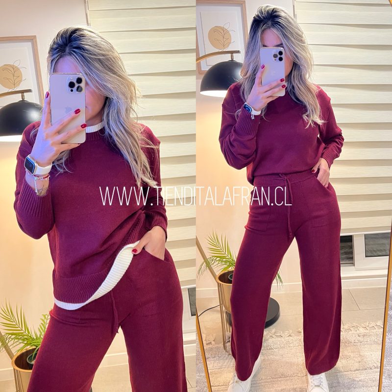 Conjunto lanilla Burdeo